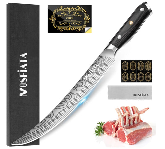 MOSFiATA 10 inch Butcher Breaking Knife,High Carbon German Steel – Full Tang & Razor Sharp – Ergonomic Handle Design