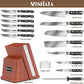 MOSFiATA Knife Set-18Pcs Kitchen Knife Set with Knife Holder &Sharpening Rod, German High Carbon Stainless Steel Chef knife set with Micarta Handle