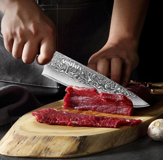 MOSFiATA Chef Knife 8 Inch, Damascus Kitchen Knife,Ultra Sharp Chef's Knives with 67-Layer Damascus Steel VG-10 Blade,Knife Sharpener Rod Gift Box