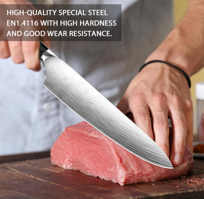 MOSFiATA 10" Super Sharp Professional Chef's Knife,German High Carbon Stainless Steel EN1.4116 with Micarta Handle and Gift Box