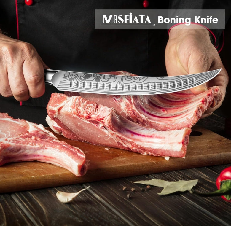 MOSFiATA 10 inch Butcher Breaking Knife,High Carbon German Steel – Full Tang & Razor Sharp – Ergonomic Handle Design