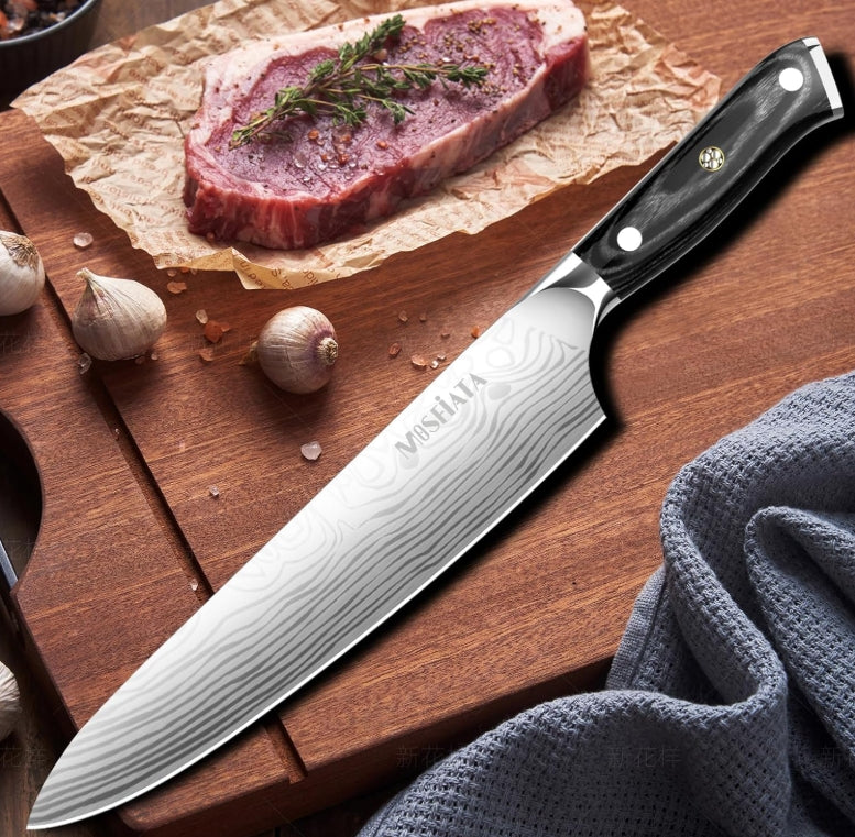 MOSFiATA 10" Super Sharp Professional Chef's Knife,German High Carbon Stainless Steel EN1.4116 with Micarta Handle and Gift Box
