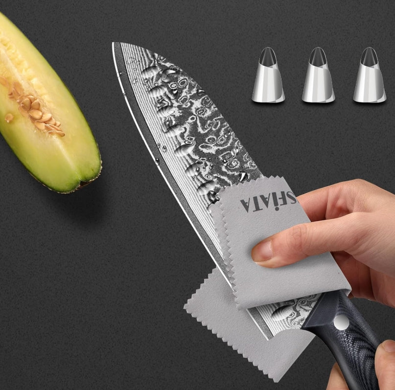 MOSFiATA 7inch Damascus Santoku Knife, Ultra Sharp Kitchen Knife,Gifts for Men and Women with Gift Box