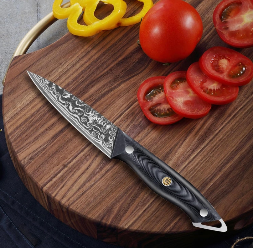 MOSFiATA Damascus Paring Knife 3.5 inch Fruit Knife with Gift BoX