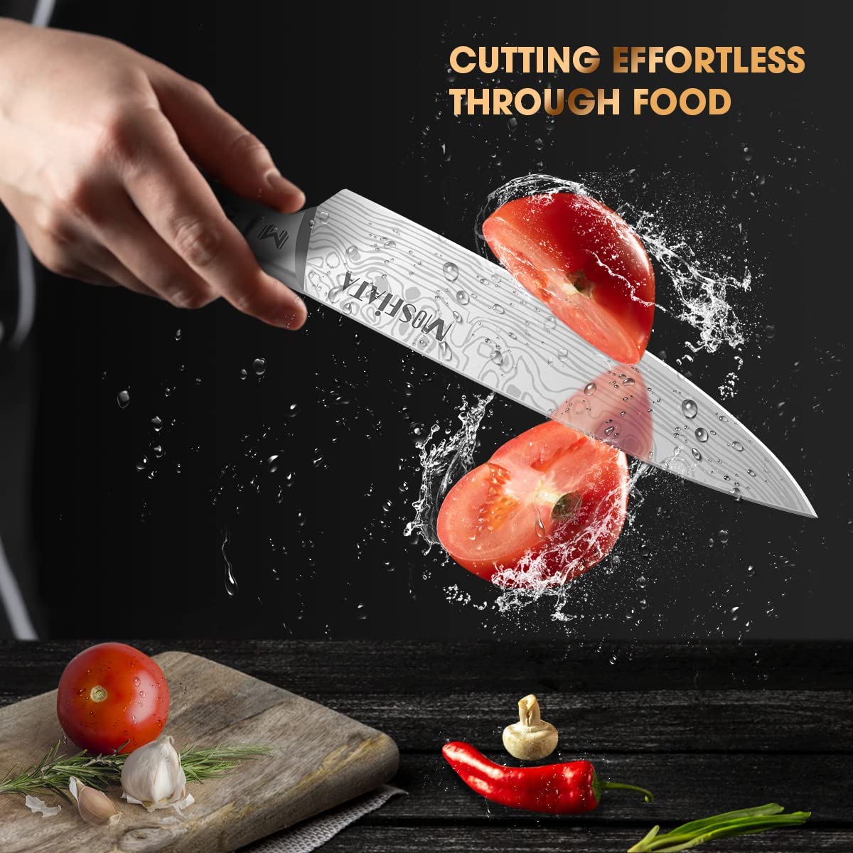 MOSFiATA 7 Piece Kitchen Knife Set, Ultra Sharp Knife Set with High Carbon Stainless Steel Handle, Knives Set for Kitchen, Chef Knife Set Come with Gift Box