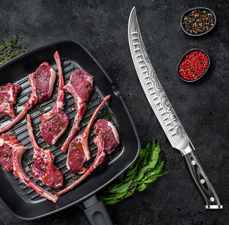 MOSFiATA 10 inch Butcher Breaking Knife,High Carbon German Steel – Full Tang & Razor Sharp – Ergonomic Handle Design