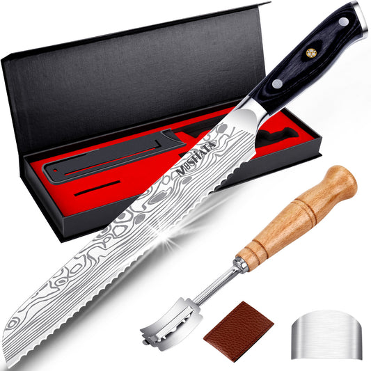 MOSFiATA Bread Knife 8” Ultra Sharp Serrated Knife
