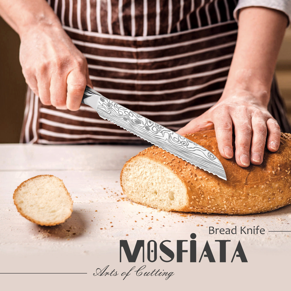 MOSFiATA Bread Knife 8” Ultra Sharp Serrated Knife