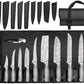 MOSFiATA Kitchen Knife Set, 17 Pcs Japanese Stainless Steel Knife Sets for Kitchen with Oxford cloth storage bag with Knife Sharpening Rod, Dishwasher Safe, For Outdoor