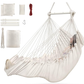 Outerman Hammock Chair, Hanging Chair with 3 Cushions and Foot Rest Support, Durable Metal Spreader Bar Max 440 Lbs, Swing Chair for Bedroom, Indoor & Outdoor, Patio, Porch or Tree（White）