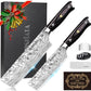MOSFiATA Nakiri Kitchen Knife, 7”&5.5" Chef Knife Set, Ultra Sharp German Stainless Steel Cleaver Cooking Knife with Ergonomic Handle Gift Box