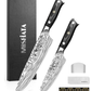 MOSFiATA 2Pcs Chef Knife Set, Sharp Kitchen Knife High Carbon German EN1.4116 Stainless Steel Cooking Knife, 9"&6" Chopping Knife Kitchen Knives Set with Ergonomic Handle, Gift Box