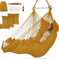 Outerman Hammock Chair, Hanging Chair with 3 Cushions and Foot Rest Support, Durable Metal Spreader Bar Max 500Lbs, Swing Chair for Bedroom, Indoor & Outdoor, Patio, Porch or Tree（Khaki）