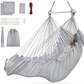 Outerman Hammock Chair, Hanging Chair with 3 Cushions and Foot Rest Support, Durable Metal Spreader Bar Max 440 Lbs, Swing Chair for Bedroom, Indoor & Outdoor, Patio, Porch or Tree（Gray）