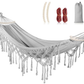MOSFiATA Backyard Hammock with Tassels Max 500lbs Canvas Fabric Bohemian Style with Thickened Rope and Carry Bag for Outdoor, Garden, Patio, Wedding Decor (Gray)