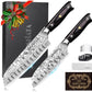 MOSFiATA 7" Santoku Knife with 5.5inch Santoku Knife, German High Carbon Stainless Steel EN.4116
