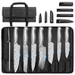 MOSFiATA Kitchen Knife Set 9 PCS with Foldable Roll Bag, Pro Stainless Steel 5Cr13MoV Ultra Sharp Santoku Knives with Honing Rod, Dishwasher Safe butcher Knife Set for Cooking Outdoor Travel