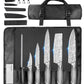 MOSFiATA Kitchen Knife Set, 10 Pcs Japanese Stainless Steel Knife Sets for Kitchen with Oxford cloth storage bag with Knife Sharpening Rod, Dishwasher Safe, For Outdoor
