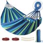 MOSFiATA Hammocks Portable Camping Hammock Upgraded 550lb Comfortable Fabric Hammock with Two Anti Roll Balance Beam and Sturdy Tree Straps for Camping, Patio, Backyard, Outdoor （Blue Green）