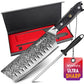 MOSFiATA 7'Nakiri Knife Damascus Professional Sharpe Chef Knife， Kitchen Knifed Damascus Steel VG-10 Blade with Ergonomic Handle Sharpener