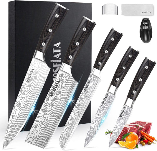 MOSFIATA Professional Chef Knife Set with German High Carbon Stainless Steel Kitchen Knife Set 5 PCS
