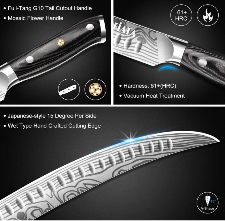 MOSFiATA 10 inch Butcher Breaking Knife，High Carbon German Steel – Full Tang & Razor Sharp – Ergonomic Handle Design