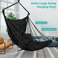 Outerman Hammock Chair, Hanging Chair with 3 Cushions and Foot Rest Support, Durable Metal Spreader Bar Max 500Lbs, Swing Chair for Bedroom, Indoor & Outdoor, Patio, Porch or Tree（Black）