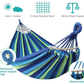 MOSFiATA Hammocks Portable Camping Hammock Upgraded 550lb Comfortable Fabric Hammock with Two Anti Roll Balance Beam and Sturdy Tree Straps for Camping, Patio, Backyard, Outdoor （Blue Green）
