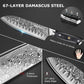 MOSFiATA Chef Knife,Kitchen Knife Santoku Chef's Knife 7 inch Multifunction Kitchen Knives Damascus Steel VG-10 Blade,Knife Sharpener Rod Gift Box