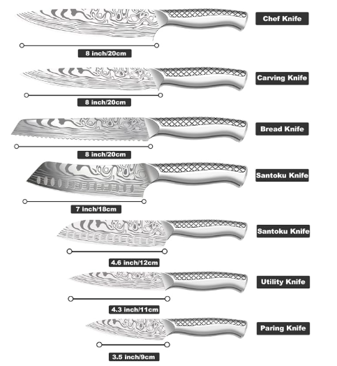 MOSFiATA Kitchen Knife Set 9 PCS with Foldable Roll Bag, Pro Stainless Steel 5Cr13MoV Ultra Sharp Santoku Knives with Honing Rod, Dishwasher Safe butcher Knife Set for Cooking Outdoor Travel
