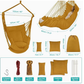 Outerman Hammock Chair, Hanging Chair with 3 Cushions and Foot Rest Support, Durable Metal Spreader Bar Max 500Lbs, Swing Chair for Bedroom, Indoor & Outdoor, Patio, Porch or Tree（Khaki）