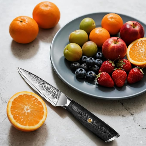 MOSFiATA Damascus Fruit Knife 4", Ultra Sharp Paring Knife, 67 Layers Damascus Steel VG10 Core Multipurpose Small Kitchen Knife Professional Peeling Knives, G10 Handle with Rivet Chef Gift