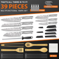Chef Knife Bag Backpack Style 39 PCS, Professional Knife Set Vintage Carrying Case for Chefs & Culinary Students, Holds 10" Knives, Water-Resistant 600D Material