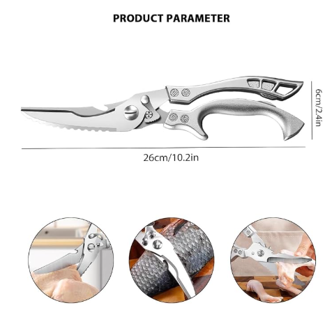 Poultry Shears, Heavy Duty Kitchen Shears With Anti-Slip Handle，Poultry Scissors for Meat, Chicken, Bone,Turkey, Fish