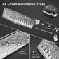 MOSFiATA 7'Nakiri Knife Damascus Professional Sharpe Chef Knife， Kitchen Knifed Damascus Steel VG-10 Blade with Ergonomic Handle Sharpener