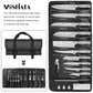 MOSFiATA Kitchen Knife Set, 17 Pcs Japanese Stainless Steel Knife Sets for Kitchen with Oxford cloth storage bag with Knife Sharpening Rod, Dishwasher Safe, For Outdoor