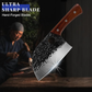 MOSFiATA 3PCS Butcher Knife Set, Hand Forged Serbian Chef Knives & Meat Cleaver & Viking Knives, Meat Cutting Kitchen Knife Set for Home