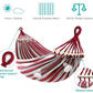 MOSFiATA Hammocks Portable Camping Hammock Upgraded 550lb Thickened Fabric Single Hammocks with Two Anti Roll Balance Beam and Tree Straps for Camping, Patio, Backyard, Outdoor(Red White)