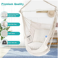 Outerman Hammock Chair, Hanging Chair with 3 Cushions and Foot Rest Support, Durable Metal Spreader Bar Max 440 Lbs, Swing Chair for Bedroom, Indoor & Outdoor, Patio, Porch or Tree（White）