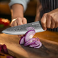 MOSFiATA Professional Damascus Chef Knife Set-3PCS, 8 ‘’Chef Knife 7”Santoku Knife and 5'Utility Knife，VG-10 High Carbon Stainless Steel with Finger Guard, Knife Sharpener Rod Gift Box