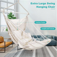 Outerman Hammock Chair, Hanging Chair with 3 Cushions and Foot Rest Support, Durable Metal Spreader Bar Max 440 Lbs, Swing Chair for Bedroom, Indoor & Outdoor, Patio, Porch or Tree（White）