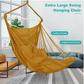 Outerman Hammock Chair, Hanging Chair with 3 Cushions and Foot Rest Support, Durable Metal Spreader Bar Max 500Lbs, Swing Chair for Bedroom, Indoor & Outdoor, Patio, Porch or Tree（Khaki）