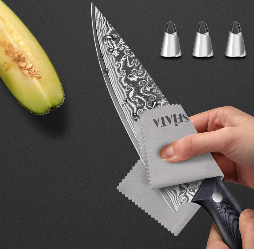 MOSFiATA Damascus Chef Knife 8 Inch, Professional Ultra Sharp Chef's Knives with 67-Layer High Carbon Damascus Steel VG-10 Blade and Ergonomic G10 Handle Kitchen Cooking Knife Gift Box