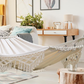 MOSFiATA Backyard Hammock with Tassels Max 500lbs Canvas Fabric Bohemian Style with Thickened Rope and Carry Bag for Outdoor, Garden, Patio, Wedding Decor (White)