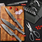 MOSFiATA Kitchen Knife Set, 17 Pcs Japanese Stainless Steel Knife Sets for Kitchen with Block with Knife Sharpening Rod, Dishwasher Safe, Titanium Plated Knife Block Set (Gray)