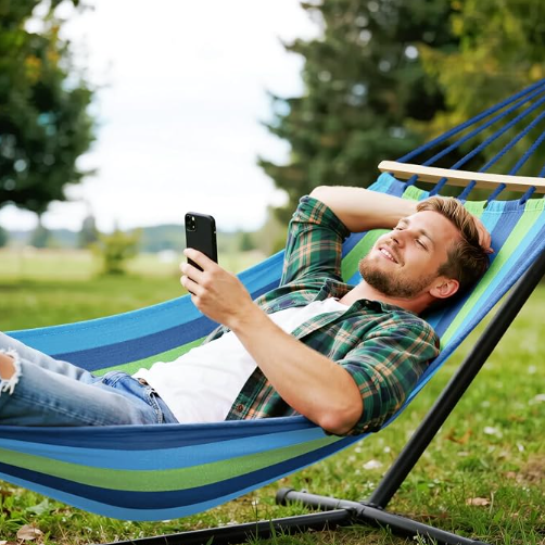 MOSFiATA Hammocks Portable Camping Hammock Upgraded 550lb Comfortable Fabric Hammock with Two Anti Roll Balance Beam and Sturdy Tree Straps for Camping, Patio, Backyard, Outdoor （Blue Green）