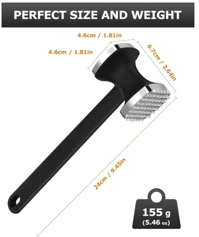 MOSFiATA Meat Tenderizer Hammer with Comfortable-Grip Handle，Dual-side Mallet for Kitchen, Heavy Duty Pounder For Tenderizing Steak, Beef and Fish