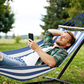 MOSFiATA Hammocks Portable Camping Hammock Upgraded 550lb Comfortable Fabric Hammock with Two Anti Roll Balance Beam and Sturdy Metal Knot Tree Straps for Camping, Patio, Backyard, Outdoor(Blue White)