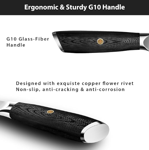 MOSFiATA Damascus Fruit Knife 4", Ultra Sharp Paring Knife, 67 Layers Damascus Steel VG10 Core Multipurpose Small Kitchen Knife Professional Peeling Knives, G10 Handle with Rivet Chef Gift