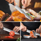 MOSFiATA 8 inch Carving Knife，Stainless Steel Brisket Slicing Knife for Meat Cutting, Razor Sharp Butcher Knife with Granton Edge for Roasts, BBQ, Turkey